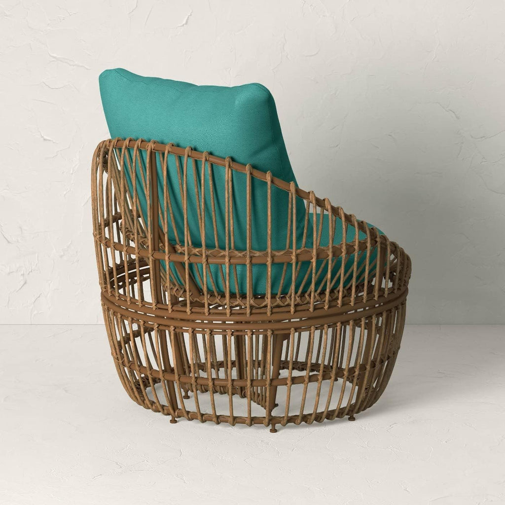 OHO Topanga Club Chair with Ottoman - Blue/Brown