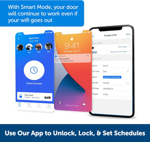 SmartDoor™ Never Rust Connected Pet Door, Dog and Cat, Selective Entry and Exit, App Enabled Pet Door, Smart Device, Smartphone Controlled, Customize Schedule, Multiple Pets, Medium