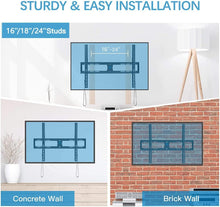 Load image into Gallery viewer, Pipishell Low Profile Fixed TV Wall Mount Bracket Ultra Slim for Most 42-90 Inch LCD OLED QLED 4K Plasma Flat Curved Screen TVs up to132lbs Max VESA 800x600mm, Fits 16&quot;, 18&quot;, 24&quot; Wood Studs