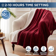 Load image into Gallery viewer, Auction Westinghouse Electric Blanket Throw Heated Blanket with 6 Heating Levels and 2-10 Hours Time Settings, Flannel to Sherpa Super Cozy Heated Blanket Machine Washable, 50x60 inch, Charcoal