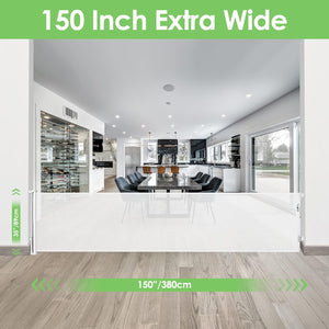 150 Inch Retractable Baby Gate Indoor/Outdoor - White
