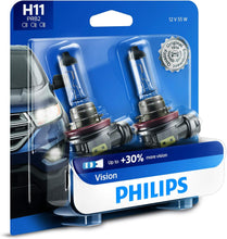 Load image into Gallery viewer, PHILIPS H11 Vision Upgrade Headlight Bulb with up to 30% More Vision, 2 Pack