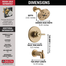 Load image into Gallery viewer, Delta Faucet Trinsic 14 Series Single-Function Tub and Shower Trim Kit with Single-Spray H2Okinetic Shower Head, Champagne Bronze T14459-CZ (Valve Not Included)