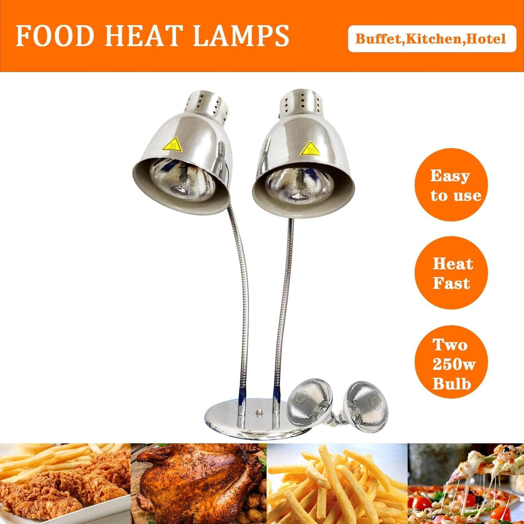 KOUWO Food Heat Lamps with Dual 250w Bulbs Food Warmer Lights