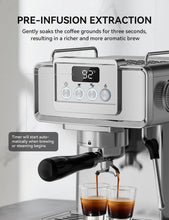 Load image into Gallery viewer, 1.8 L Espresso Machine 20 Bar, Stainless Steel Espresso Maker Professional Coffee Maker with Power Steam &amp; LED Display for Home Barista, Americano, Latte, Cappuccino Machine