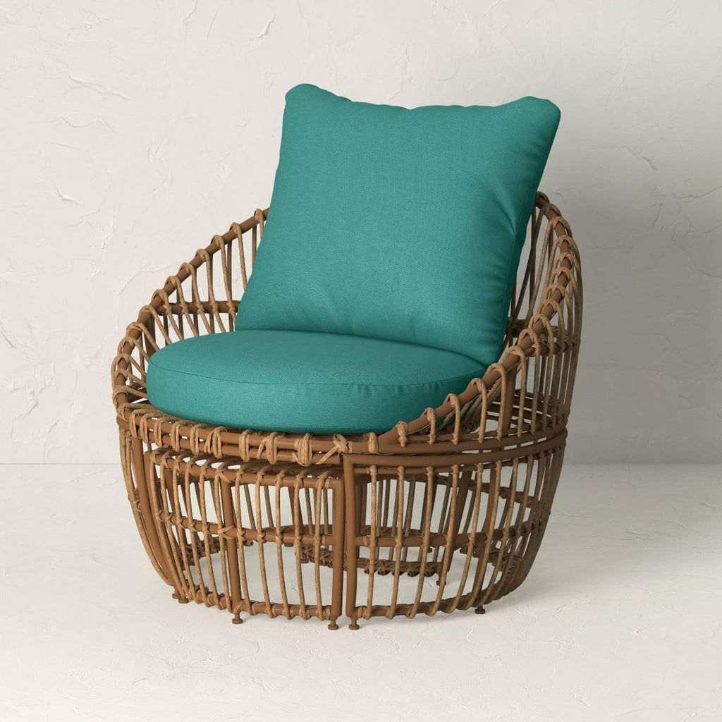 OHO Topanga Club Chair with Ottoman - Blue/Brown