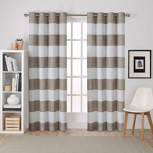 108"L Cabana Stripe Cotton Grommet Curtain Panels (Set of 2)