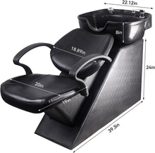 Load image into Gallery viewer, Ainfox Shampoo Barber Backwash Chair, ABS Plastic Shampoo Bowl Sink Chair for Spa Beauty Salon (Black)