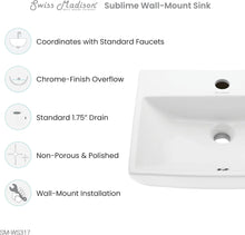 Load image into Gallery viewer, Swiss Madison SM-WS317 Voltaire Wall Hung Sink, Glossy White