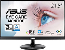 Load image into Gallery viewer, ASUS VP229Q 21.5 Monitor, 1080P Full HD, 75Hz, IPS, FreeSync/Adaptive-Sync, Eye Care, HDMI DisplayPort VGA, Frameless, VESA Wall Mountable BLACK