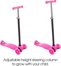 Load image into Gallery viewer, Auction Lil&#39; Rider Kids Scooter-Beginner Adjustable Height Handlebar, 3 LED Light-up Wheels, Kick Scooter-Fun Balance Riding Toy for Girls and Boys (Pink) (80-TK166610P)