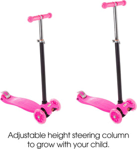 Auction Lil' Rider Kids Scooter-Beginner Adjustable Height Handlebar, 3 LED Light-up Wheels, Kick Scooter-Fun Balance Riding Toy for Girls and Boys (Pink) (80-TK166610P)