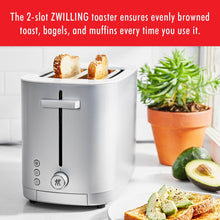 Load image into Gallery viewer, ZWILLING Enfinigy Cool Touch Toaster 2 Slice with Extra Wide 1.5&quot; Slots for Bagels, 7 Toast Settings, Even Toasting, Reheat, Cancel, Defrost, Silver