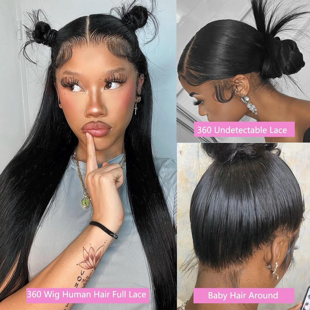 Auction 360 Lace Front Wigs Human Hair, 180% Density 22 inch