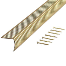 Load image into Gallery viewer, M-D Building Products 79103 Fluted 1-1/8-Inch by 1-1/8-Inch by 72-Inch Stair Edging, Satin Brass