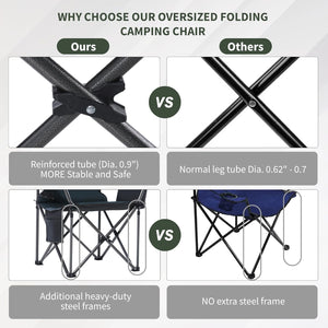 Folding Camping Chairs Oversized Heavy Duty Lawn Chair