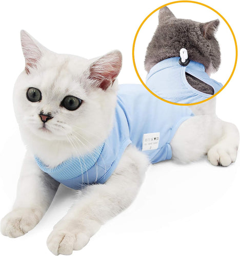 Cat Surgery Recovery Suit for Surgical Abdominal Wounds Home Indoor Pet Clothing E-Collar Alternative for Cats After Surgery Pajama Suit