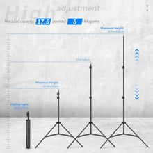 Load image into Gallery viewer, Neewer Photography Light Stand, 3-6.6ft/92-200cm Adjustable Sturdy Tripod Stand for Reflectors, Softboxes, Lights, Umbrellas, Load Capacity: 17.6lb/8kg