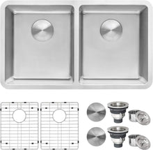 Load image into Gallery viewer, Ruvati 31-inch Undermount Kitchen Sink 50/50 Double Bowl 16 Gauge Stainless Steel