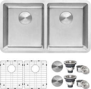 Ruvati 31-inch Undermount Kitchen Sink 50/50 Double Bowl 16 Gauge Stainless Steel