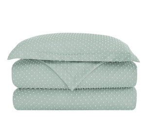 Krinkle Dot Clip Prewashed Duvet Cover Set - MISTY BLUE TWIN/TWIN XL