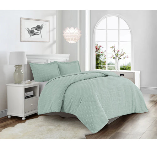 Krinkle Dot Clip Prewashed Duvet Cover Set - MISTY BLUE TWIN/TWIN XL