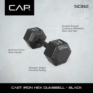 Set of 2 CAP Barbell Cast Iron 5 lb Hex Dumbbell