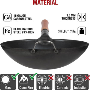 YOSUKATA Carbon Steel Wok Pan