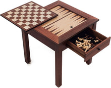 Load image into Gallery viewer, Hey! Play! Wood 3 in 1 Chess Backgammon Table by Trademark Games, Brown