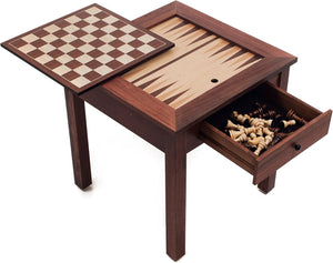 Hey! Play! Wood 3 in 1 Chess Backgammon Table by Trademark Games, Brown