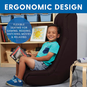 Soft Floor Rocker - Cushioned Ground Chair for Kids Teens and Adults - Great for Reading, Gaming, Meditating, TV - Black