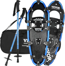 Load image into Gallery viewer, VEVOR 30 inch Light Weight Snowshoes for Women Men Youth Kids, Aluminum Alloy Frame Terrain Snow Shoes, Snowshoes Set with Trekking Poles and Carrying Tote Bag, Fully Adjustable Bindings, Blue