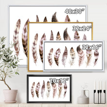 Load image into Gallery viewer, Auction 12&quot;x20&quot; DesignQ Colourful Boho Feather Set X - Bohemian &amp; Eclectic Framed Canvas Wall Art Print