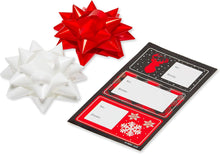 Load image into Gallery viewer, Christmas Wrapping Paper Kit with Gridlines, Bows and Gift Tags, Red, Black and White, Plaid, Reindeer and Snowflakes (41-Count, 120 sq. ft.)