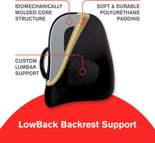 Load image into Gallery viewer, ObusForme Lowback Backrest Support - Lower Back Padded Seat Cushion and Lumbar Support Pillow, Portable Posture Support with Soft and Durable Foam