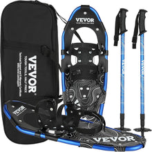 Load image into Gallery viewer, VEVOR 30 inch Light Weight Snowshoes for Women Men Youth Kids, Aluminum Alloy Frame Terrain Snow Shoes, Snowshoes Set with Trekking Poles and Carrying Tote Bag, Fully Adjustable Bindings, Blue