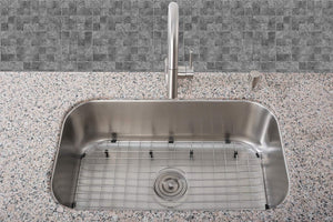 Serene Valley Sink Protector Grid 26-1/16" x 14-1/16", Centered Drain with Corner Radius 3-1/2", 304 Stainless Steel