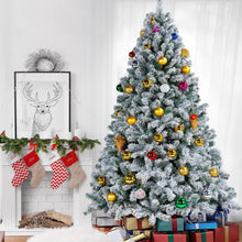 Load image into Gallery viewer, Yaheetech 7.5ft Premium Snow Flocked Hinged Artificial Christmas Fake Spruce Full Tree for Home Office Party Decoration with 1284 Branch White Snow Tips and Metal Stand