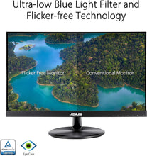 Load image into Gallery viewer, ASUS VP229Q 21.5 Monitor, 1080P Full HD, 75Hz, IPS, FreeSync/Adaptive-Sync, Eye Care, HDMI DisplayPort VGA, Frameless, VESA Wall Mountable BLACK