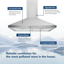 Load image into Gallery viewer, Broan-NuTone BWP1244SS 24-Inch Convertible Wall Mount Pyramidal Chimney Range Hood