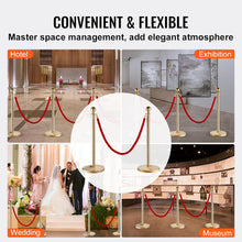 Load image into Gallery viewer, VEVOR 4 Pack Crowd Control Stanchions with Velvet Rope, 3 Pieces 5ft Red Velvet Ropes, Stainless Steel Queue Line Divider with Fillable Base and Top