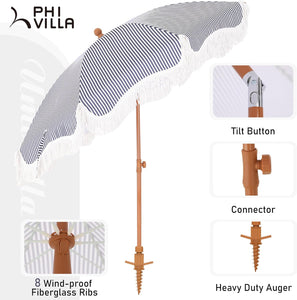 Phi Villa 7ft Patio Beach Tassel Umbrella
