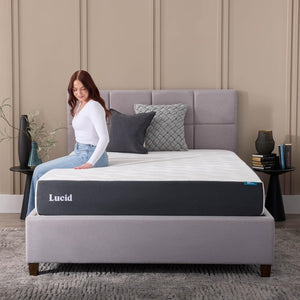 10 Inch LUCID 2020 Gel Memory Foam Mattress - Medium Plush Feel - Hypoallergenic Bamboo Charcoal - Twin XL