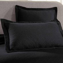 Load image into Gallery viewer, Superior 100% Cotton Basket Weave Bedspread with Shams, All-Season Premium Cotton Matelasse Jacquard Bedding, Quilted-Look Geometric Basket, King, Black
