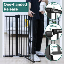 Load image into Gallery viewer, Mom&#39;s Choice Award Winner-BABELIO 36 Inch Extra Tall Metal Baby Gate, Pressure Mounted Dog Gate for Stairs、Doorways &amp; Hallway, Easy Walk Thru Pet Gate, Child Gate with 2*Y Spindle Rods,Black