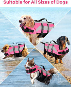 Petbank Dog Life Jacket with Reflective Stripes, Adjustable High Visibility Dog Life Vest for Boating, Ripstop Dog Swimming Vest with High Flotation Swimsuit for Small Medium and Large Dogs