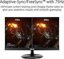 Load image into Gallery viewer, ASUS VP229Q 21.5 Monitor, 1080P Full HD, 75Hz, IPS, FreeSync/Adaptive-Sync, Eye Care, HDMI DisplayPort VGA, Frameless, VESA Wall Mountable BLACK