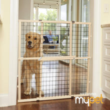 Load image into Gallery viewer, MYPET North States Wire Mesh Dog Gate: 29.5-48&quot; Wide. Pressure Mount. No Tools Needed. Dog Gate 37&quot; Tall, Expandable, Durable Dog Gates for Doorways, Sustainable Hardwood