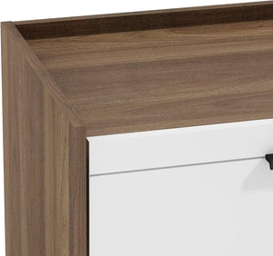 Galano Laury Nightstand with 2 Drawer - Royal Walnut & White