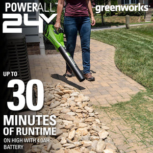 Greenworks 24V Brushless Axial Blower (110 MPH / 450 CFM), 4Ah USB Battery and Charger Included BL24L410